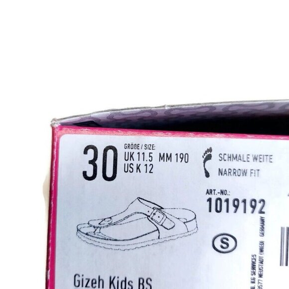 Birkenstock Gizeh Kids BS Size C 12 Birko-Flor Sandals Silver EU 30 Girls NARROW - Picture 9 of 10